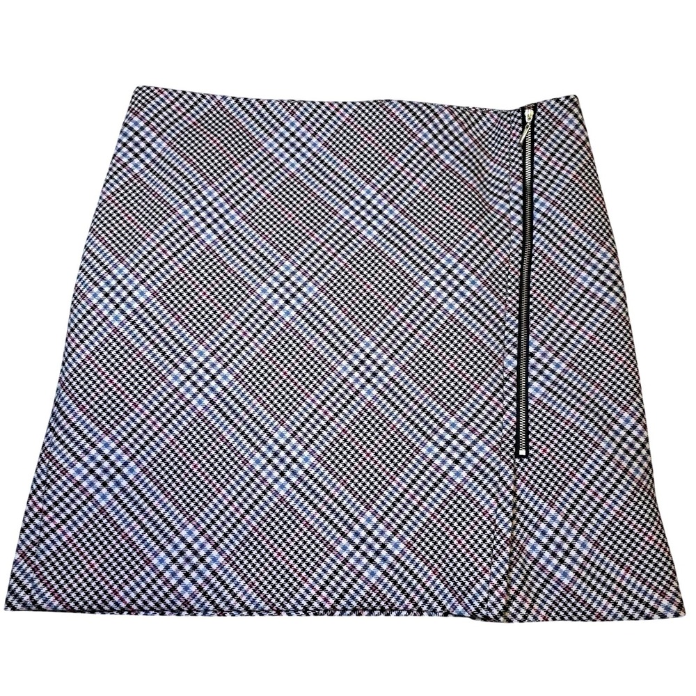Plaid Houndstooth Mini Skirt White House Black Market Black Blue Pink Size 10‎